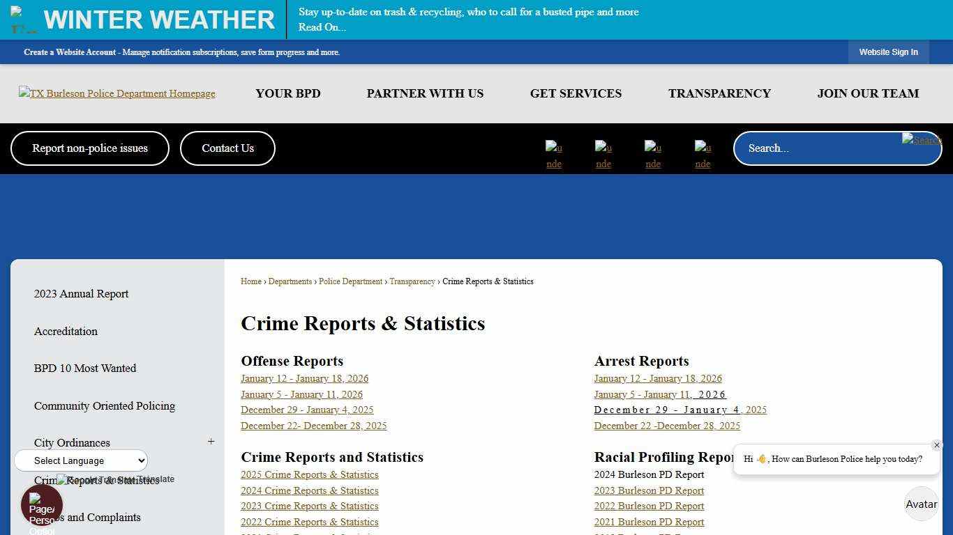 Crime Reports & Statistics Burleson, TX - Official Website